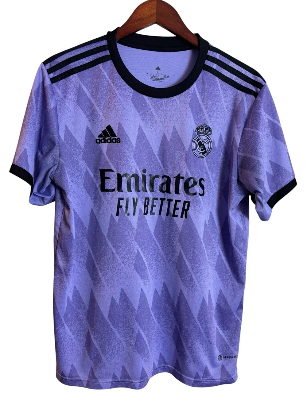 Adidas Real Madrid 2022/23 Away Jersey Purple Black Men's Size Large